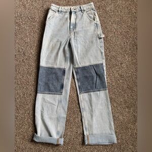 PacSun Women’s Two-Tone Relaxed Jeans - Light and Dark Blue